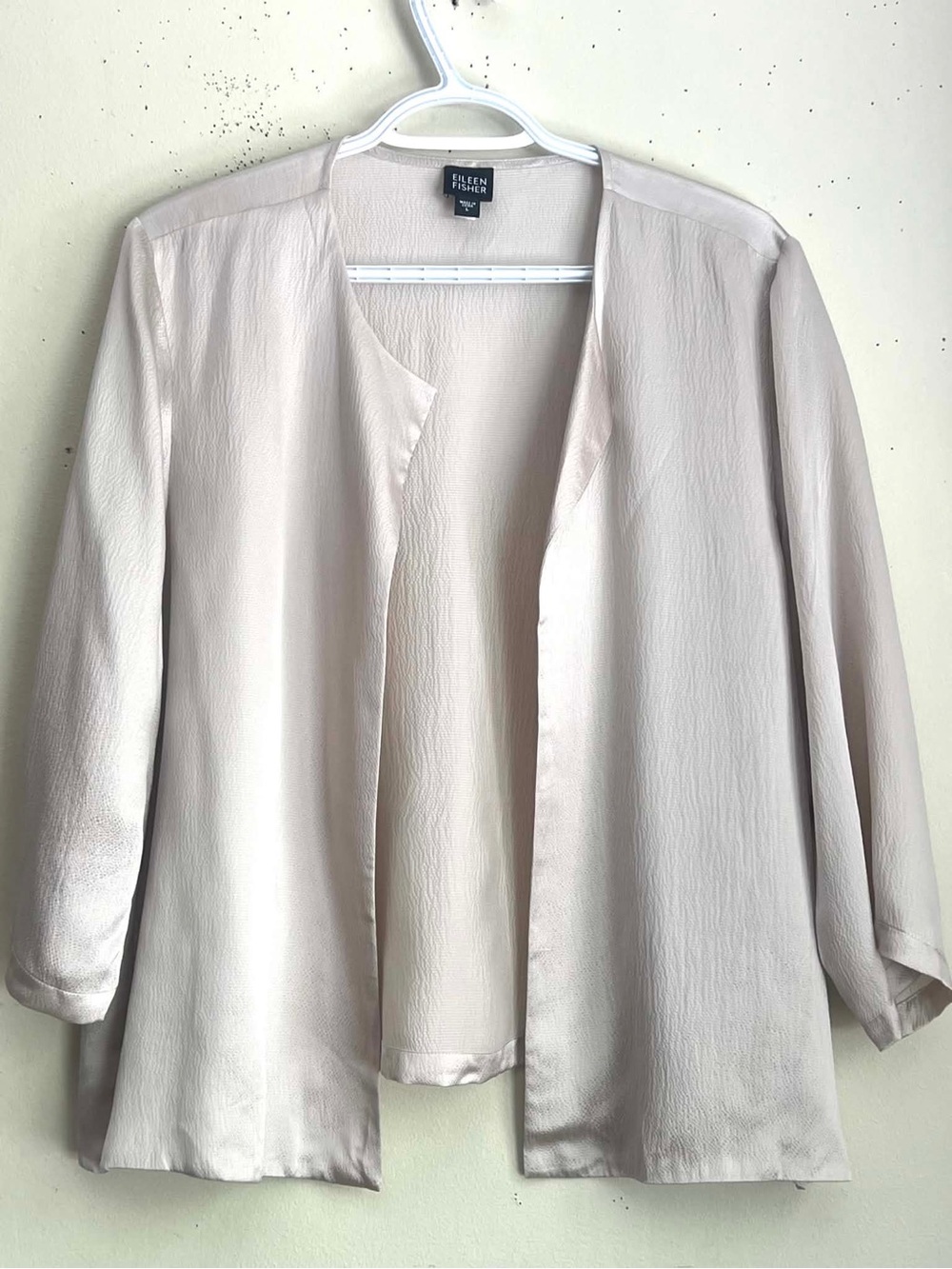 Eileen Fisher Light Taupe/Beige Open-Front Blouse Jacket